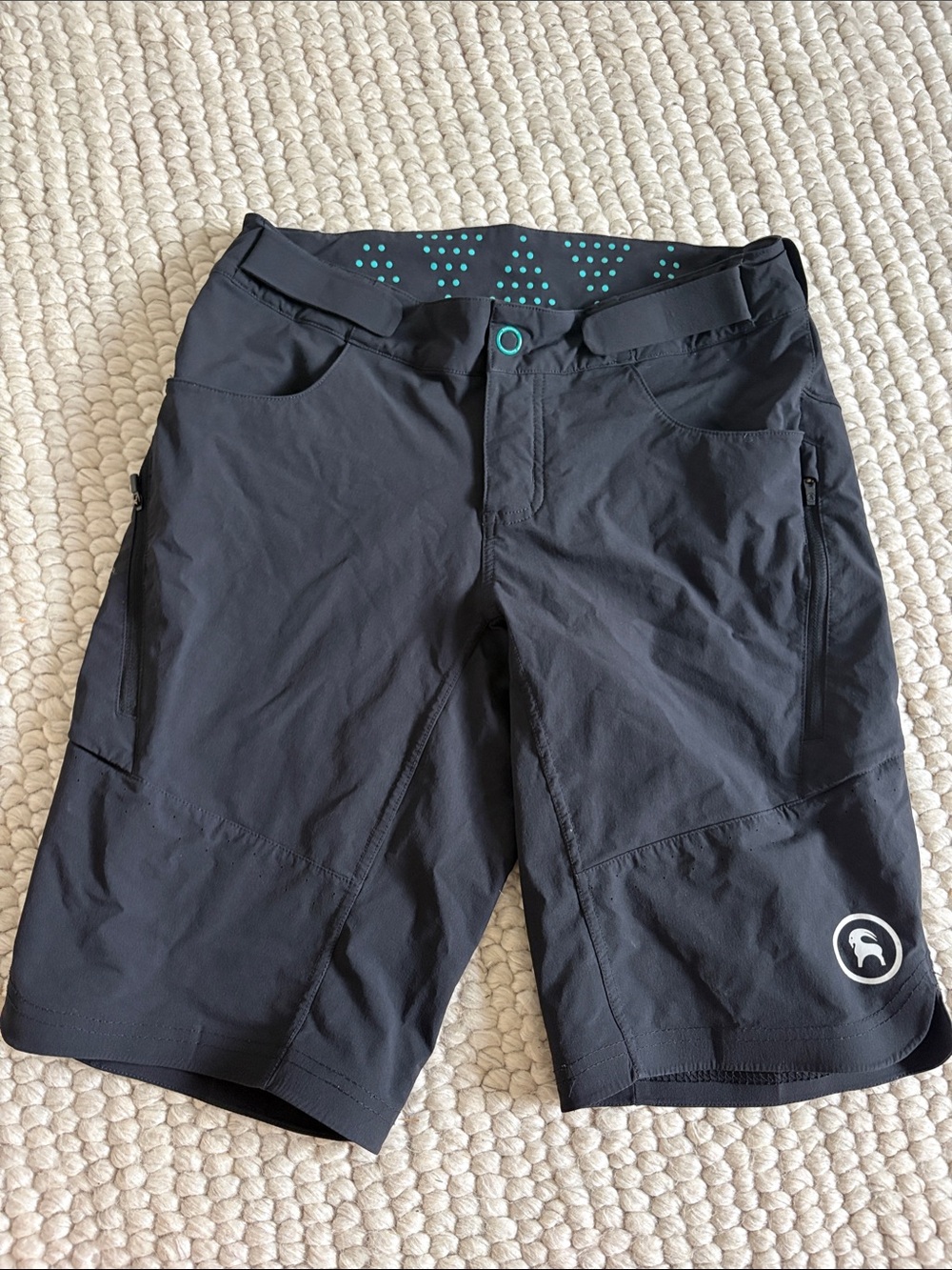 Women Backcountry Black Mountain Biking Shorts with Teal Accents